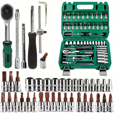 Professional Household Hardware Tool Set/Car Repair Tool Set: Ratchet Torque Wrench, Wrench, Screwdriver, Socket Combination - Very Suitable for Bicycle and Car Repair! Men'S Gifts, Black Friday Gifts, Christmas Gifts