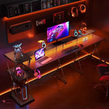 Tv Table for Laptop Bed 50” Reversible Computer Desk with Storage Shelf & Monitor Stand with Headphone Hook Bureau Gaming Chair