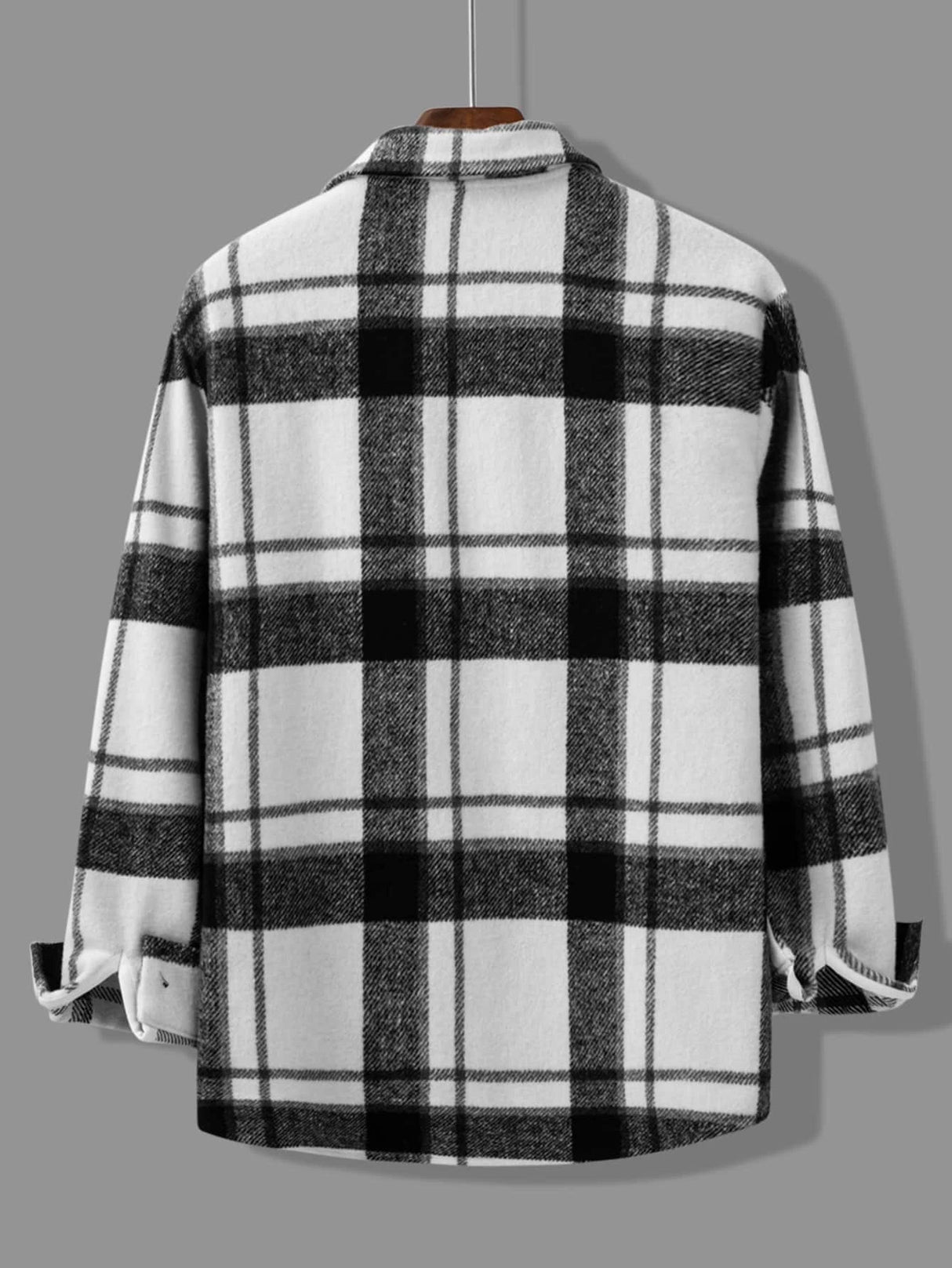 Manfinity Hypemode Men Plaid Print Flap Detail Overcoat without Top