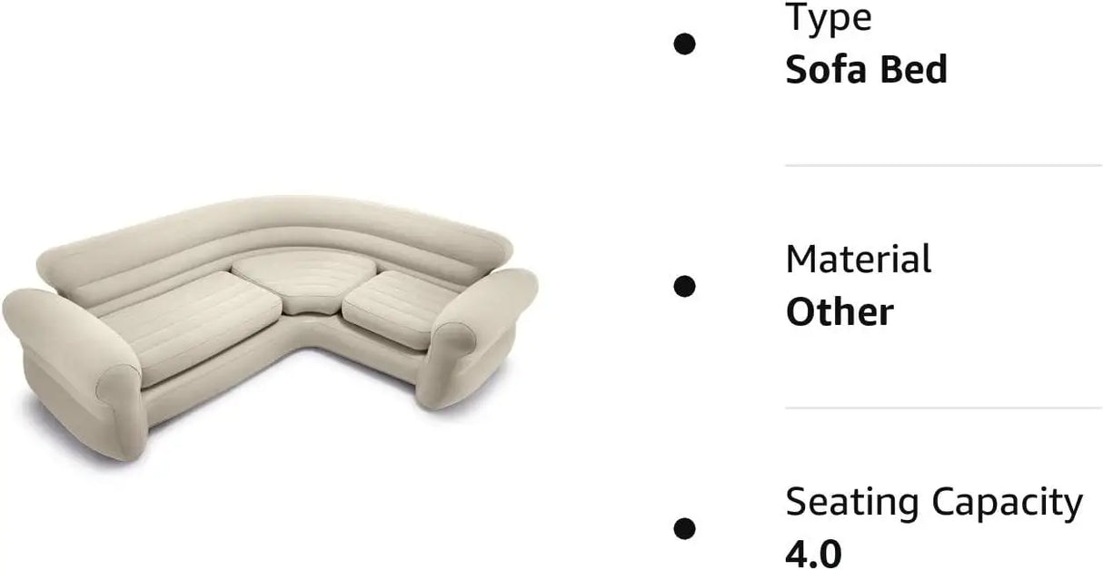 Inflatable 2 in 1 Inflating and Deflating Valve Corner Living Room Air Mattress Sectional Sofa Couch for Living Room or Dorm