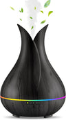 Essential Oil Diffusers, Cute Small Aromatherapy Diffuser with 3 Timers＆ 7 Ambient Light, Ultra-Quiet Oil Diffuser for Room Home Office(150Ml), Wood