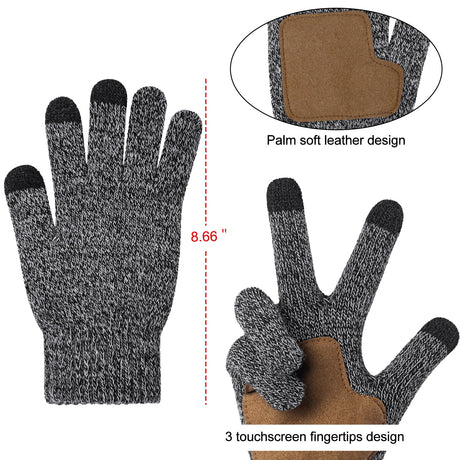 3 Pcs Beanie Hat Long Scarf No-Slip Touch Screen Gloves for Men Women , Gary