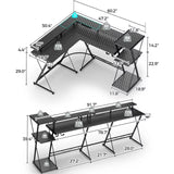 Tv Table for Laptop Bed 50” Reversible Computer Desk with Storage Shelf & Monitor Stand with Headphone Hook Bureau Gaming Chair