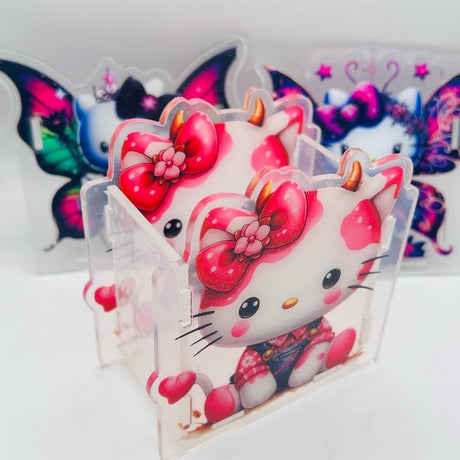 Fun Kitty Cow and Butterfly Acrylic Holders for Pens/ Makeup Brushes/Keys and so Much More