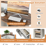 Reception Office Desk with Open Shelf and Lockable Drawer