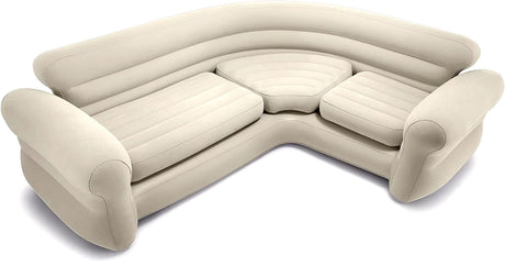 Inflatable 2 in 1 Inflating and Deflating Valve Corner Living Room Air Mattress Sectional Sofa Couch for Living Room or Dorm