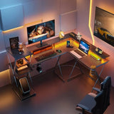 Tv Table for Laptop Bed 50” Reversible Computer Desk with Storage Shelf & Monitor Stand with Headphone Hook Bureau Gaming Chair